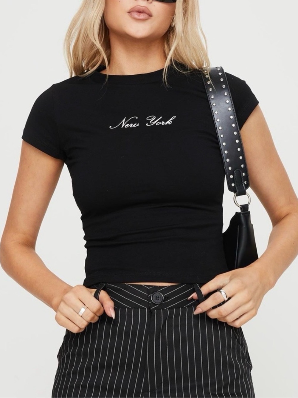 Princess Polly Black 'New York Lights” Tee